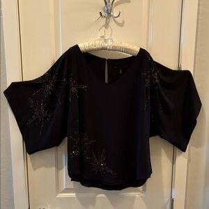 M White House Black Market Black Blouse with Sparkle Accents